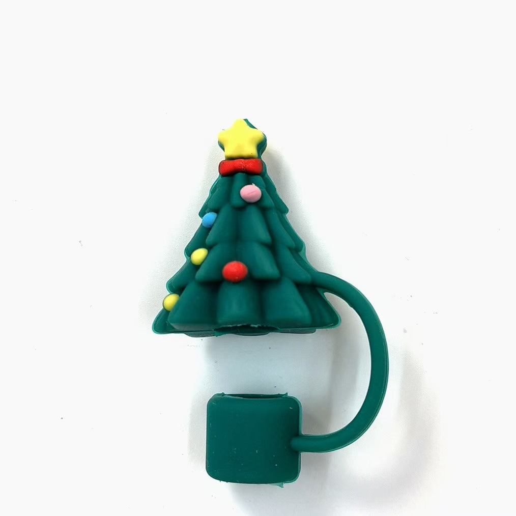 Wholesale 10pcs New Water Cup Accessories Christmas Silicone Straw Cover Dust Stopper